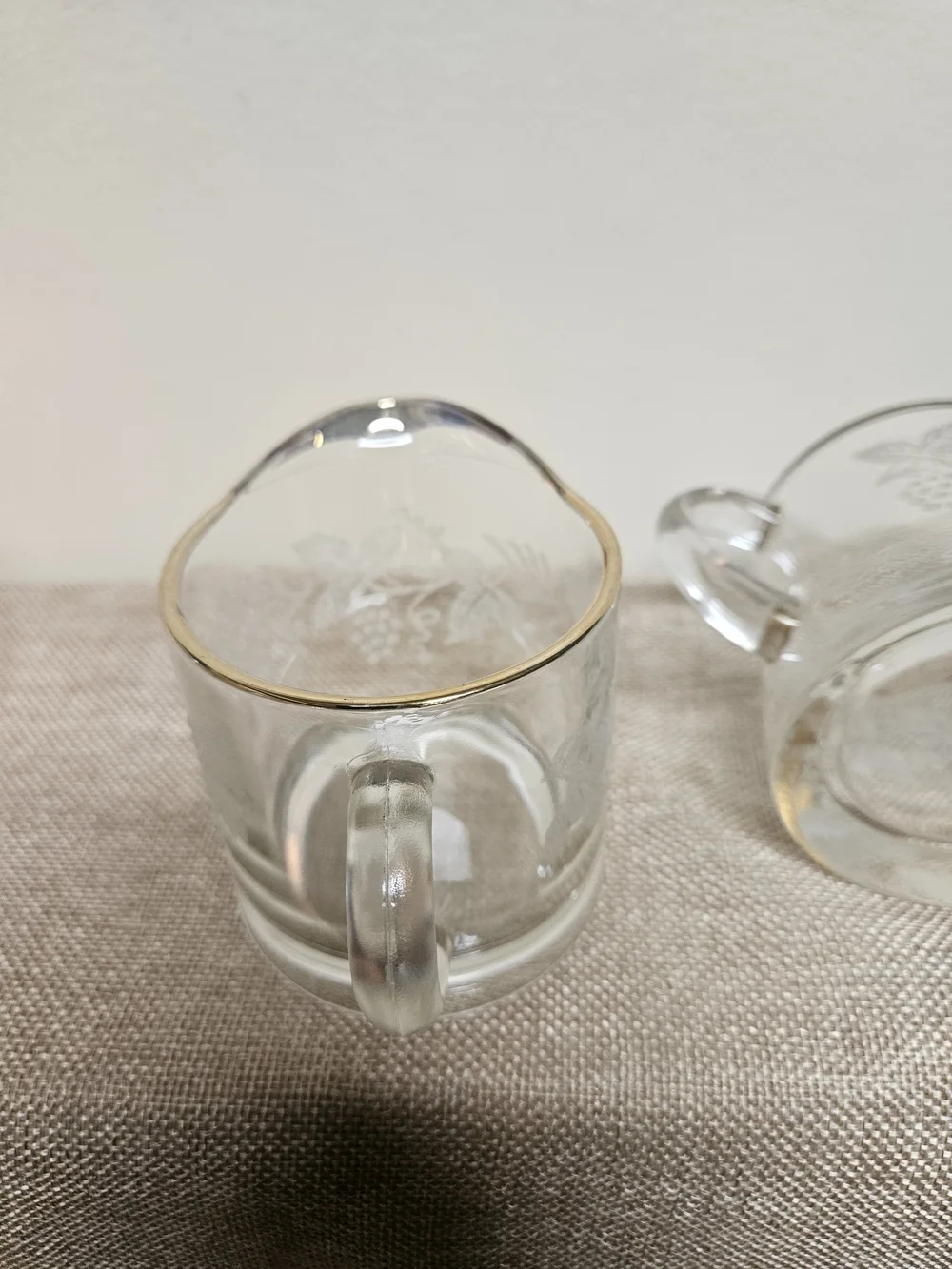 1940's Bartlett Collins‎ Glass Creamer and Sugar Set with Gold Rim